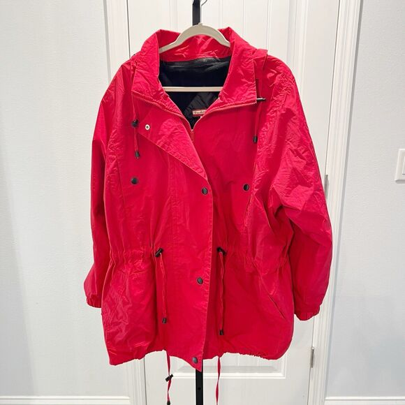 Tudor Court Red Jacket Windbreaker Removable Hood Fleece Lined Long Sleeves XX - Picture 1 of 16